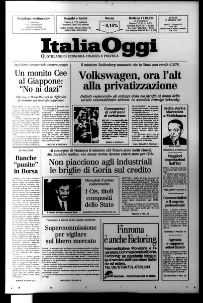 Italia oggi : quotidiano di economia finanza e politica